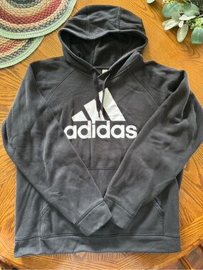 adidas Black Hoodie with White Trefoil Logo